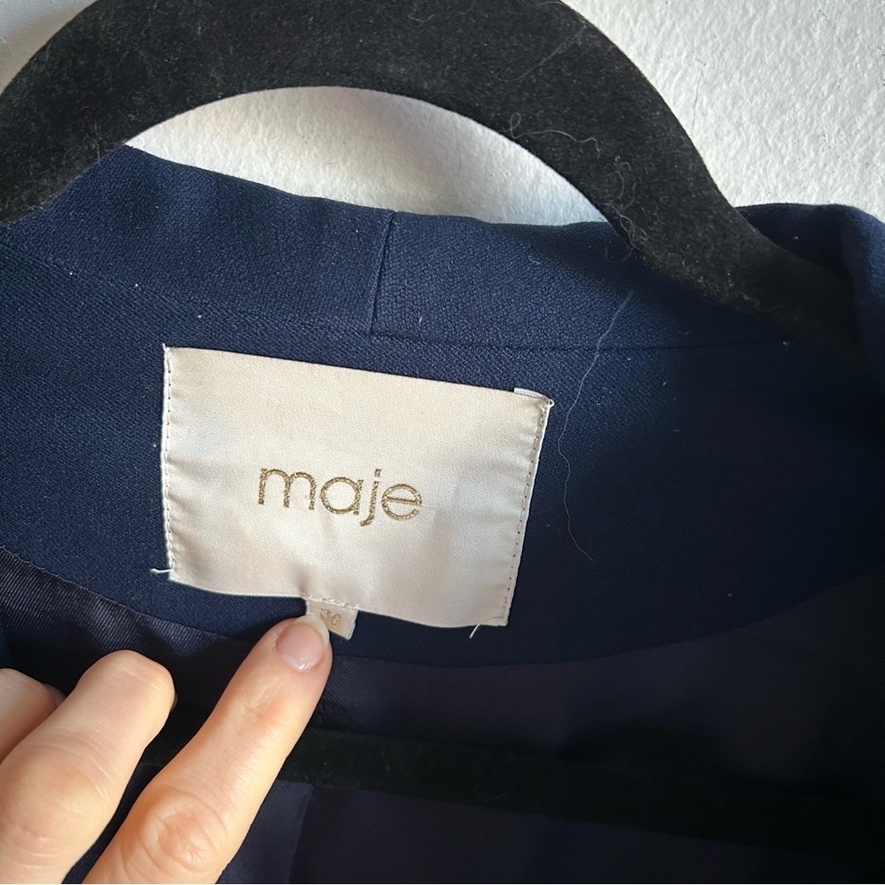 Maje Sz S (36) Navy Tailored Gold Button Elegant Blazer - Picture 7 of 15